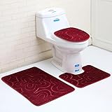 Creazy 3pc BathroomセットラグContourマットトイレ蓋カバー計画ソリッドカラーバスマット Pedestal Rug :50*40cm