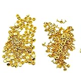 KUKU工房 片面カシメ 100組セット レザークラフト材料 (頭4mm 足4mm, ゴールド)