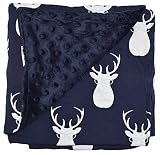 Unique Baby Trendy Blanket with Straight Edges Moose Print Blue by Unique Baby