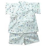 盛夏 甚平(ジンベイ) 【日本製】サザンクロスプリントとんぼ柄甚平スーツ 80cm/オフシロ NO.OG-1607