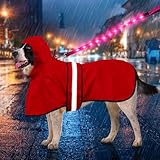 Weesiber 犬 レインコート ペットレインコート カッパ 100%の防水生地 夜間反射 帽子付 梅雨対策 防雪 防風 通気 軽量 調節可能な 着脱簡単 散歩用 小型犬 中型犬 大型犬 犬用雨具 (レッド, XL)