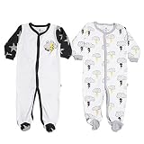 Snugabye新生児新生児用品一式2 Pack Footie Boys Footed Sleeperパジャマブラックホワイト カラー: ホワイト