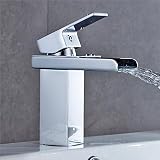 浴室洗面器タップ黄銅シングルハンドルレバー滝の蛇口温かくコールドタップ洗面器のミキサータップ 蛇口