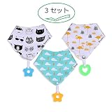 Shevalues ベビー スタイ ビブ 柔らかい コットン 三角 スナップ サイズ調整可能 3セット 女の子 男の子 ベビー よだれかけ