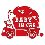 imoninn BABY in car ステッカー　【シンプル版】　No.37　ハリネズミさん　（赤色）