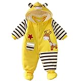 【SEBLES】ベビー服 カバーオール あったか かわいい フード なりきり アニマル キャラクター 新生児 靴下(80cm,黄色いキリン)