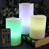 LED キャンドル,Qshiba 3個セットキャンドル ライト ろうそくそっくり2種点灯モード リモコン リモコン、とタイマー付き- 揺らぐ炎! 深い波形 - ロマンチックな雰囲気を造営 (カラー光R