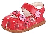 Ziweiba 女の子プリンセス シューズ ガールズサンダル 子供用歩行靴 女児夏靴 爪先保護 穴柄通気よく マジック留め 梅花モチーフ (14.5cm, A)