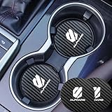 【アルファード 専用】 車用ノンスリップ コースター, アルファード 専用 グッズ, ALPHARD カスタム アクセサリー 40系 30系内装パーツ, 車用 カードリンクホルダー用 カップマット, レザー 直径68mm 2枚入 滑り止め、防水、防汚性 便利なカー用品 (A)