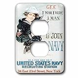 3dRose lsp_149373_6 Vintage Gee I Wish I Were A Man Navy Recruiting Poster - 2 Plug Outlet Cover [並行