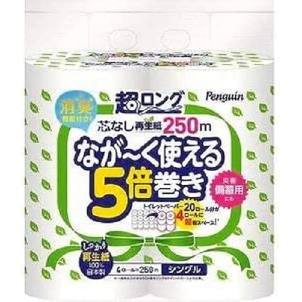 ペンギンページ 薄め 前後セット 普通車 4枚 Amazon.co.jp: 丸富製紙ペンギン 芯なし超ロングパルプ 250M 4