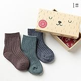 Nice Days（ナイス　ディズ）　 【3足セット】秋冬 ベビー 靴下 キッズ ソックス 無地 女の子 男の子 ふわふわ 暖かい 保温 出産祝い 子供の日 ギフト (3-5歳, 1#)