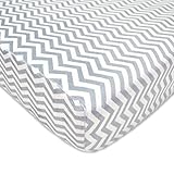 TL Care Heavenly Soft Chenille Crib Sheet, Gray Zig Zag, 28 x 52 by TL Care