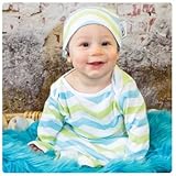 Woombie Indian Cotton Gowns Plus Hat, Aqua/Lime Chevron, 24-30 Pounds by Woombie