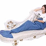 Burning Go チャンキーニットブランケット 可愛い人魚毛布 チャンキー ブランケット 毛糸 ひざ掛け 寝袋 膝掛け 手編み チャンキーニット グレー マーメイドブランケット ローゲージニット 