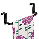 mDesign Over-the-Cabinet Kitchen Dish Towel Bar Holder - 9", Black [並行輸入品]