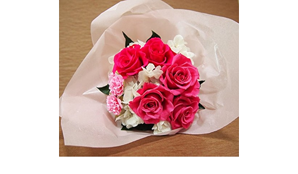 プリザーブドフラワー 花束 ギフト ワックスペーパーの花束 ピンク 花束贈呈 花贈り プリザーブドフラワー 通販 Amazon