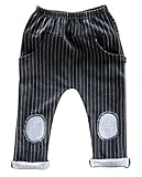 Plus Nao(プラスナオ) 長ズボン ロングパンツ ストライプ ウエストゴム 膝パッチ 男の子 男児 幼児 子ども キッズ ジュニア 100 110 120 13 ダークグレー 120