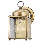 Westinghouse 6693700 One-Light Exterior Wall Lantern on Steel with Clear Glass Panels, Antique Brass