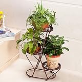 フラワースタンドヨーロッパの牧歌錬鉄製の花のラックフロア、スタンド、多層、多目的な花瓶、リビングルーム、バルコニーフラワースタンド (色 : Brown)
