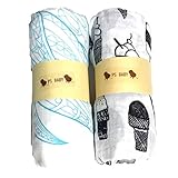 PS BABY 2組 モスリン コットン ベビー ガーゼ おくるみ ケット (エンジェルブルーxアイス)