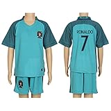 2016 UEFA EURO # 7 RONALDOグリーンAway Kids Soccer Jersey & Shortキットセット