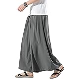 Amazon Yimanie ワイドパンツ メンズ ガウチョパンツ サルエルパンツ 袴パンツ 夏用 リネン ズボン ゆったり ビッグシルエット ストライプ ゴム紐付き 男女兼用 ゆるゆる 涼しい 大きいサイズ オールシーズン ブラック ロングパンツ 通販