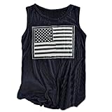 Mokao Lady夏フラグ印刷ベストレディースカジュアルセクシーノースリーブコットンタンクトップTシャツブラウス US サイズ: L カラー: ブラック