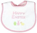Raindrops Embroidered Bib, Happy Easter, Pink, Small by Raindrops
