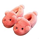 Candykidsルームシューズ スリッパ 室内用 ふわふわ もこもこ キッズ 幼児 小学生 室内履き もこもこ ふかふか 冬用 あったか (内寸13cm, レッド)