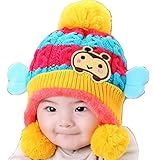 【SEBLES】 ベビー ぼんぼん ミツバチ ニット 帽 スヌード 2点 セット 赤ちゃん 6カ月 ～ 4歳 全5色 サイズ 46cm ～ 52cm クロスセット (オレンジ x イエロー)