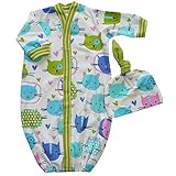 【未熟児】【低出生体重児】【早産児】【NICU】用 ベビー服：長袖ガウン キャット 帽子付き