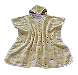 ソフトベビーフード付きバスタオルマントバスローブ子供のためのアルパカイエロー