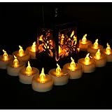 Perfect Led Tea Light Candle、黄色イエロー点滅ライト電球、電気キャンドル、無臭、Smokeless、人工ランプ、直径1.4、ティーライト、24パック(イエロー)
