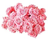 【19blue】 バラ 造花 50個 8cm ブーケ ローズ 薔薇 結婚式 装飾 (ピンク)