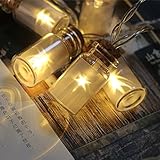 20 - ledウィッシングボトルヴィンテージクリアガラスジャーストリングライト、クリスマス、結婚式、パーティー、新年、庭のための暖かい色
