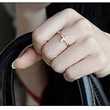 レディース クロス リボン リング ジュエリー アクセサリー 女性 925 スターリング シルバー 指輪 誕生石 記念日 結婚式 婚約 (ローズゴールド)