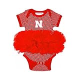 NCAA Nebraska Cornhuskers子供用ガールズピンドットチュチュクリーパー、NB、レッド