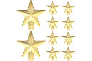 Luxshiny 6Cmミニクリスマスツリー用星型トップ飾り ゴールデンプラスチック製 卓上小型ツリー装飾品 クリスマスシーズンに最適