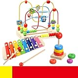 積み木 赤ちゃんおもちゃ　ビーズコースター 　キッズ 　木製 　ルーピング 　おもちゃ　指先トレーニング 　ミニ サイズ 動物模様 　色認知　出産祝い　お誕生日プレゼント