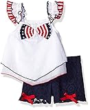 Rare Editions Baby Little Girls' Clip Dot Short Set White/Navy/Red 18 Months [並行輸入品]