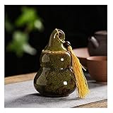 BRFDC 大人の葬儀のCeramicの陶磁器の湿気の防止の少量の人間の灰のための手作りの火葬のUr 5色の創造的なひょうたん (Color : Green, Size : 5X8.5cm)