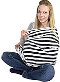 Pretty See 授乳中の授乳カバー幼児の男の子と女の子、黒と白のための多目的ストレッチ看護ショール