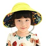 Demiawaking 子供サンバイザー　可愛い　防水防晒大檐帽　折りたたみ式　綿＋ポリエステル　50－52cm可調節 (イエロー)