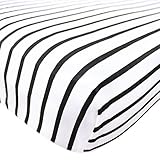 Premium Fitted Cotton Crib Sheet / Toddler Sheet City Black and White Stripes by Copper Pearl [並行輸入品