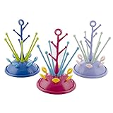 ベビー哺乳瓶ラック 哺乳瓶ホルダー 乾燥ラック 乾燥 殺菌 消毒 ツリー型 すっきり水切り シアン