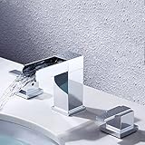 lovedima Mero WaterfallモダンWidespreadバスルームシンク蛇口2ハンドルクローム