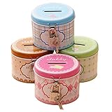 Tin子供のセット4カラフルな印刷貯金箱コインバンクロック(ランダムカラー)