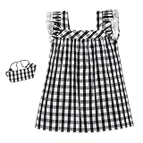 超ナイス　ベビー服　女の子　60 70 80 90 100　チェック柄　格子縞　フリル袖　綿　キッズ　子供　ベビー　ワンピース　夏　ヘッドバンド　カジュアル　ルームウェア　お出かけ　出産祝い [並行輸