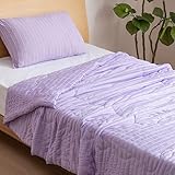 ベルーナ(BELLUNA) くしゅくしゅケット マイクロ綿 くしゅくしゅ ケット 肌掛け布団 シングル とろける肌ざわり 洗える ウォッシャブル もちもち ふんわり 無地 綿入り 軽い サラサラ やわらかい ひんやり 快眠 約135×185㎝ （シングル ラベンダー 284435-501）